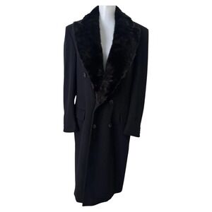 VTG Saks Fifth Avenue  Cashmere Coat Fur Collar Women's Medium? Black